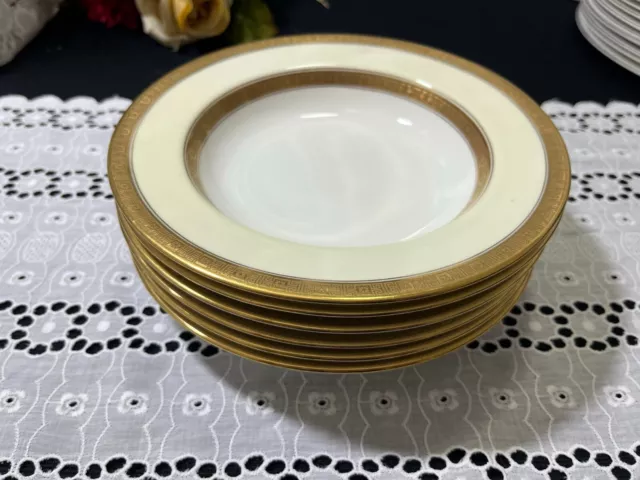 Set of 6 Cauldon Burley & Co Chicago "Gold Encrusted" Rimmed Soup Bowls 8"