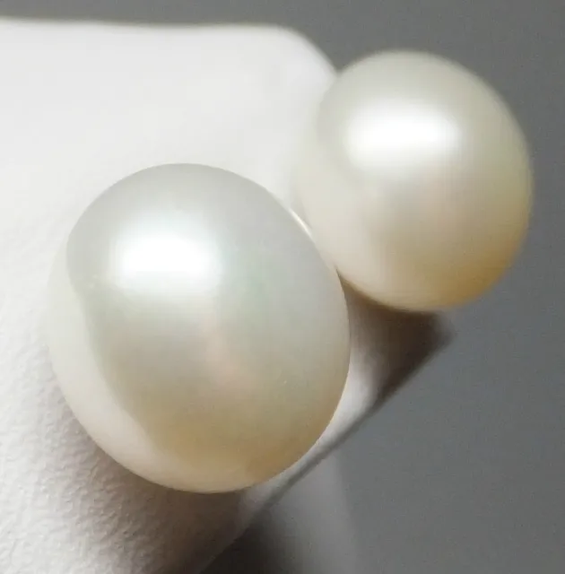 Boucles d'oreilles clous boutonnées perles en argent sterling 11 mm d'eau douce neuves 2