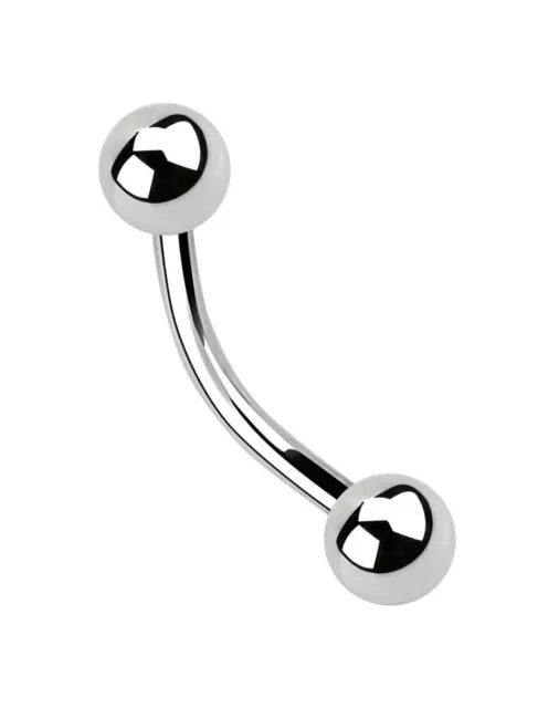 Titan Intim Augenbrauen Piercing Mini Banane 1,2mm mit zwei Verschluss Kugeln