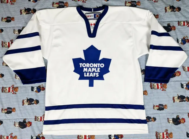 Vintage CCM Toronto Maple Leafs Jersey Mens Size Medium M White Blue NHL Hockey