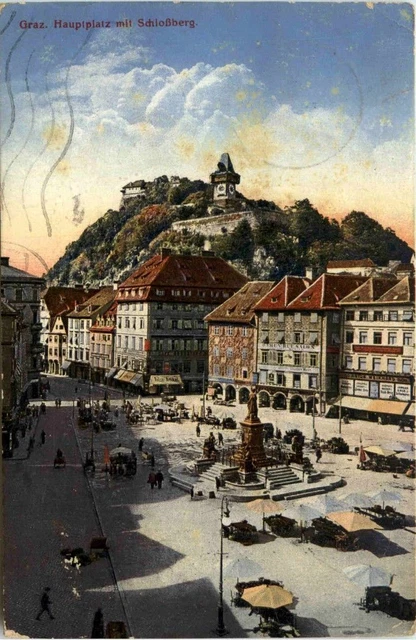 Graz/Steiermark - Graz, Hauptplatz mit Schlossberg -314924