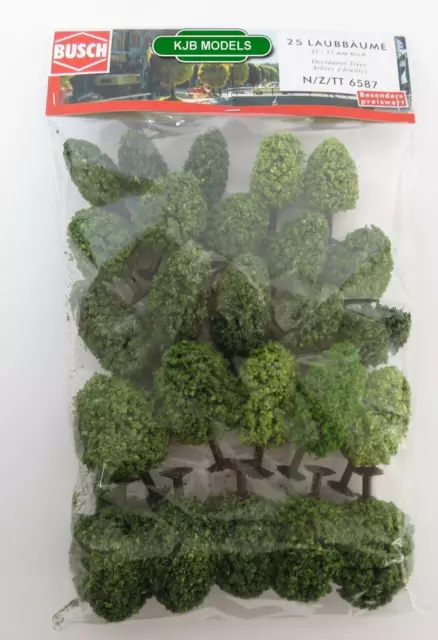 BNIB BUSCH 6587 N GAUGE 25 DECIDUOUS TREES WITH ROOTS / BASES (35mm - 55mm High)