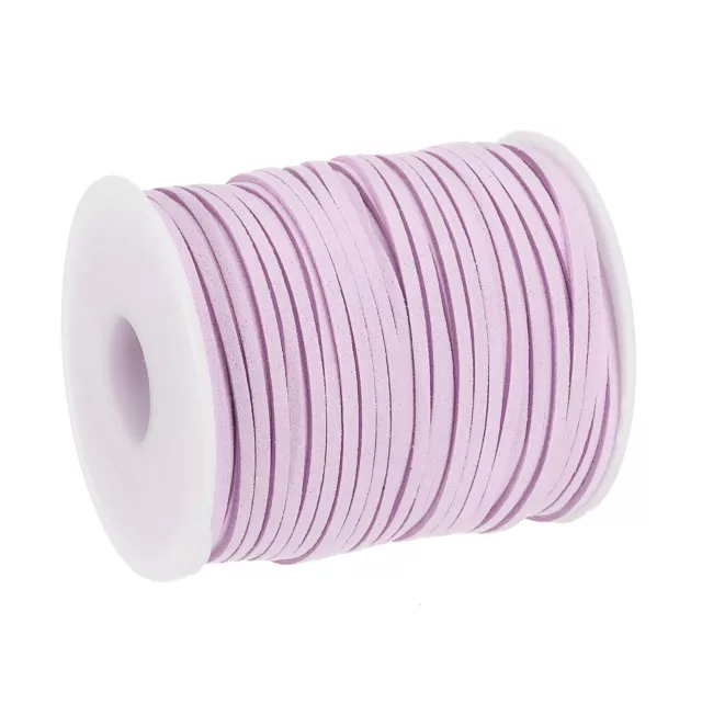 49.21 Yard 2.6mm Flat Leather Cord Suede String for DIY Craft Light Purple 1Roll