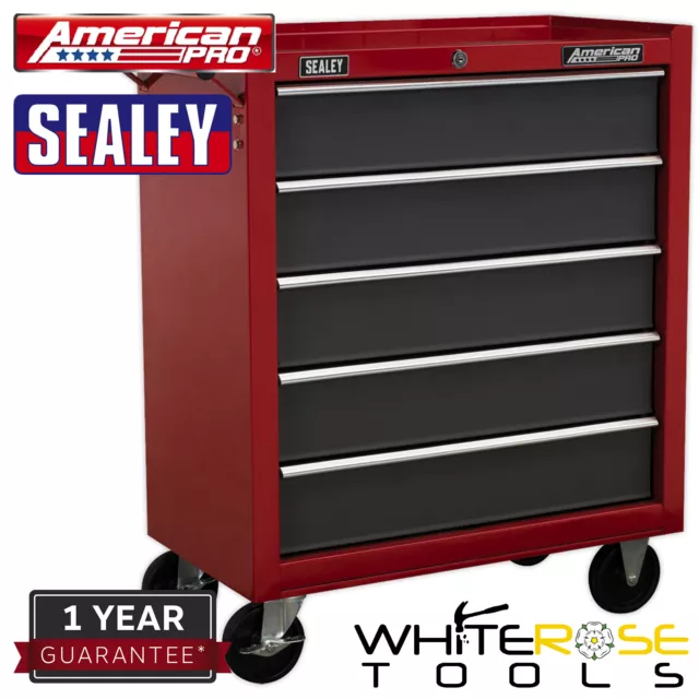 Sealey Rollcab 5 cassetti con diapositive cuscinetto a sfera rosso/grigio American Pro