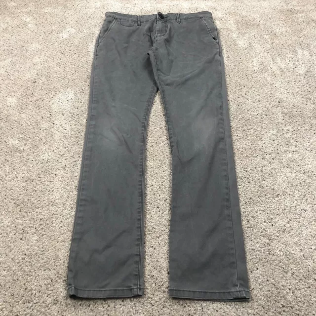 Quiksilver Pants Mens 29 Grey Chino Slim Straight Skating Preppy Twill 29x30