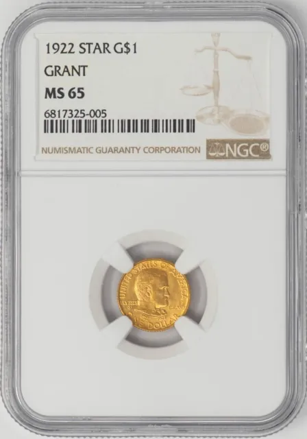 1922 $ Grant Gold Dollar With Star MS65 NGC 948162-5