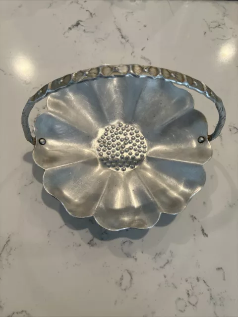 Antique Farber & Shlevin Hand Wrought Aluminum Flower Dish With Handle #1790