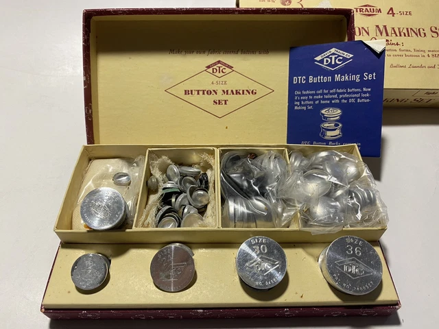 Juego de fabricación de botones de ensueño - tallas 4 - 1950 - EE. UU. - casi completo - artesanía vintage