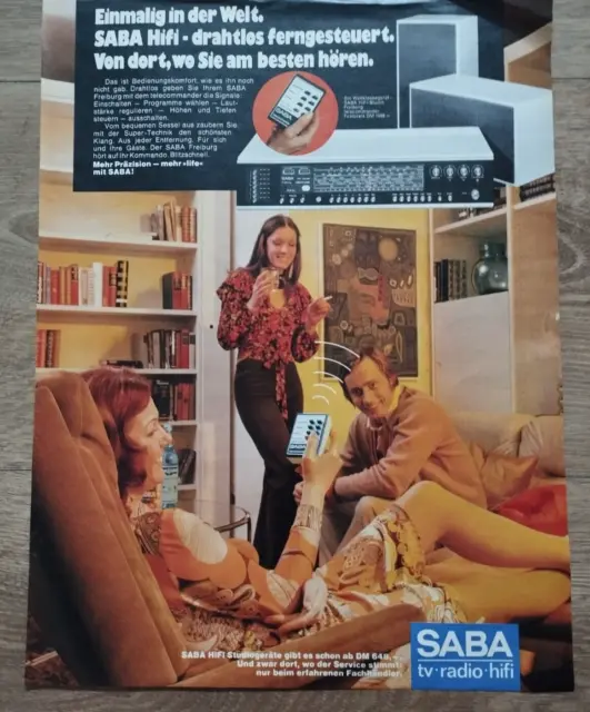 ORIG WERBUNG REKLAME 1972  SABA  Fernsehgerät, Radio, HiFi