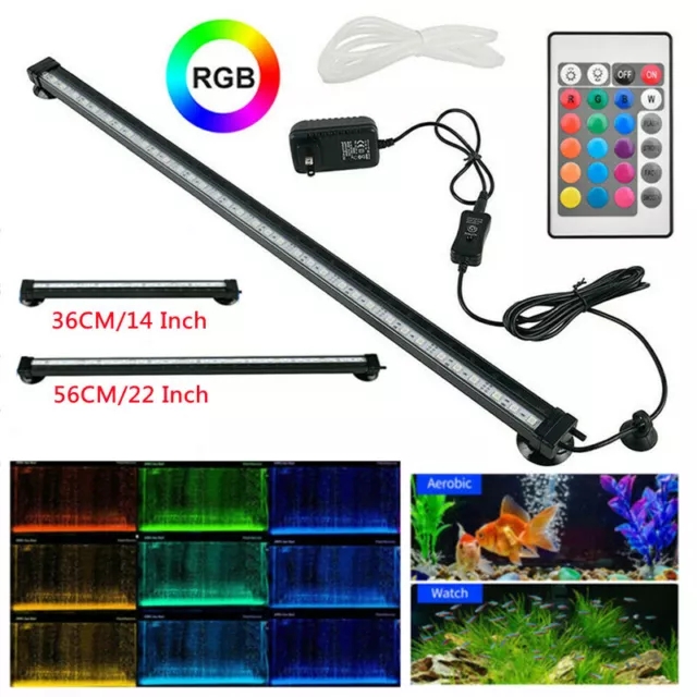 Fish Tank Air Bubble RGB LED Light Aquarium Underwater Lamp with Remote Control