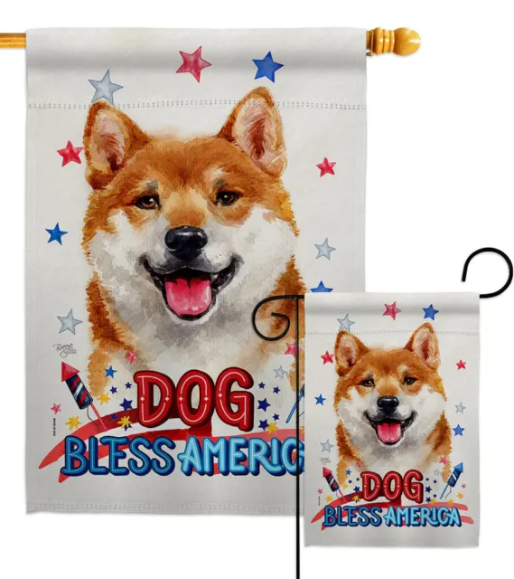 Shiba Inu Dog Bless America Patriotic Flag