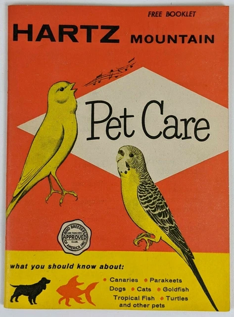 Hartz Mountain Vintage Pet Care Booklet Parakeet Canary Bird Fish Turtle Vintage