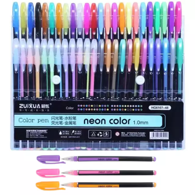 48 Unique Colors (No Duplicates) Gel Pens Gel  Pen Set for Adult Coloring Book