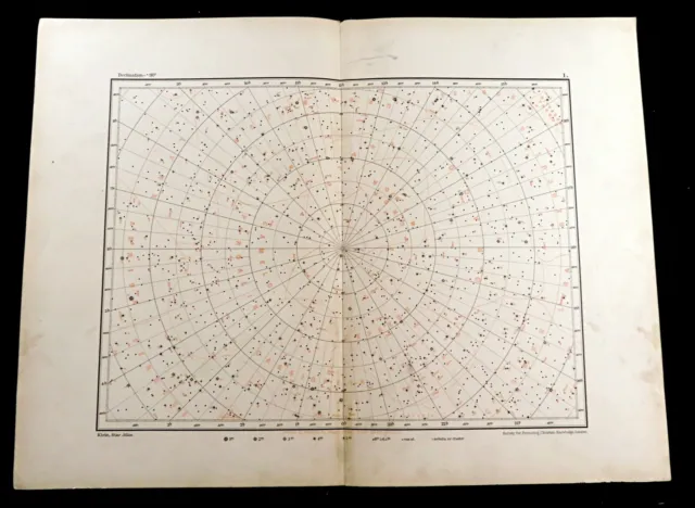 Celestial Map Star Chart Draco Ursa Major Perseus Lynx Astronomy Antique 1893