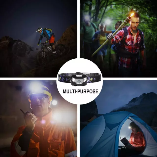 Super Bright USB Rechargeable COB Headlamp Waterproof LED Head Torch Headlight 3