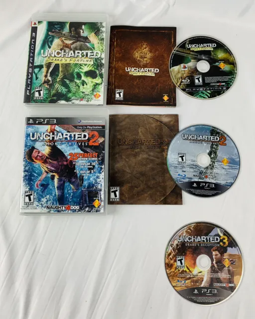 Uncharted 1 2 3 Trilogy (Playstation 3 PS3) Complete CIB Lot of 3 FREE SHIPPING
