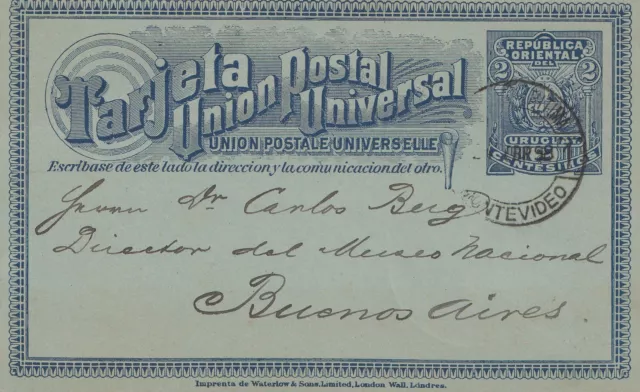 Uruguay 1898: post card Montevideo  to Buenos Aires
