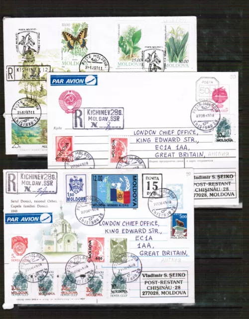 Moldova - 3 x Registered Commercial Mail Covers