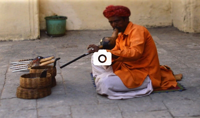 Snake Charmer King Cobra India 2004 Original 35mm Slide