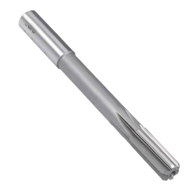 Chucking Reamer 3/8", H7 HSS Lathe Machine Reamer 6 Straight Flutes, Round Shank