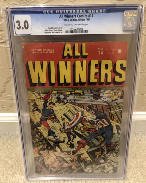 All Winners Comics #14. 1941. CGC 3.0 Alex Schomburg Captain America 1944