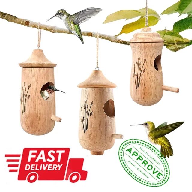 Hummingbird House 5.7 Inches Mini Bird Wooden House Outdoor Swing Nest 3PCS US