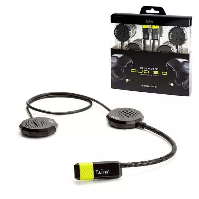 Paire Interphone Bluetooth pour Casque de Moto Set TWIINS Smart Duo 5.0 Intercom