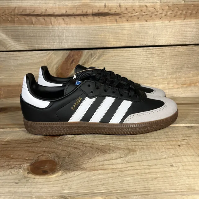 NEW Kids Size 1.5 - Adidas Samba OG J “Black White Gum” Low Top Sneakers GZ8349
