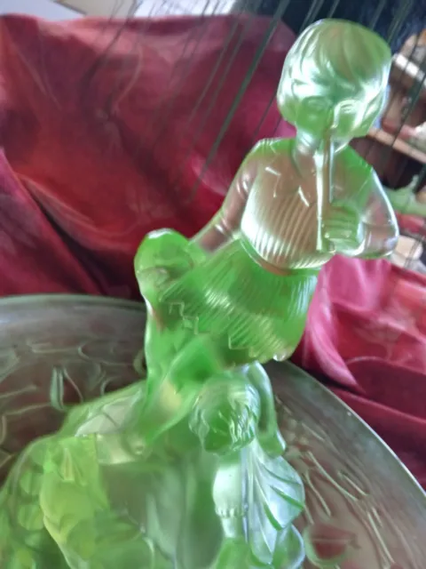 Rare Uranium Green Peter Pan Float Bowl August Walther & Sohne Depression Era 2