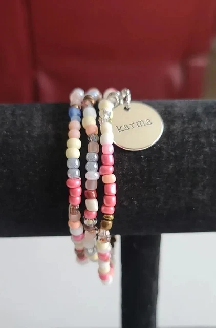 Michele's Attic Boutique Seed Bead & Charm Bracelets (3PC) - Karma Karma Karma 6