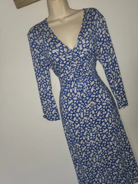 **HOBBS** Sz 18 Blue Floral Print Jersey Dress