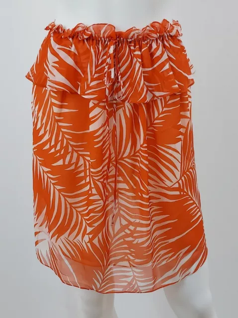 Milly Silk Palm Print Skirt Orange Size 2