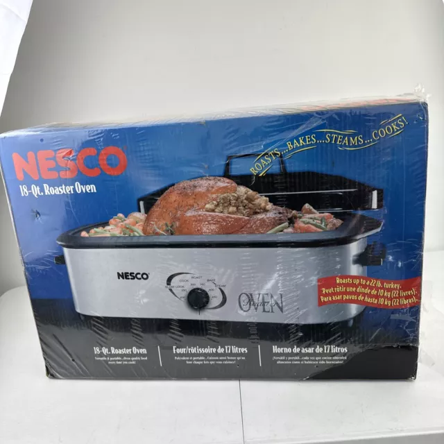 NESCO HUGE 18 QT Slow Cook Roaster Bake Steam Porcelain Crockpot 4208-14  Oven for sale online