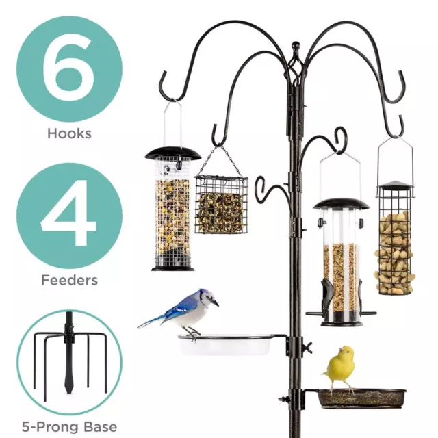 Wild Bird Feeding Station For Outdoor Squirrel Proof Deck Patio kit with feeders