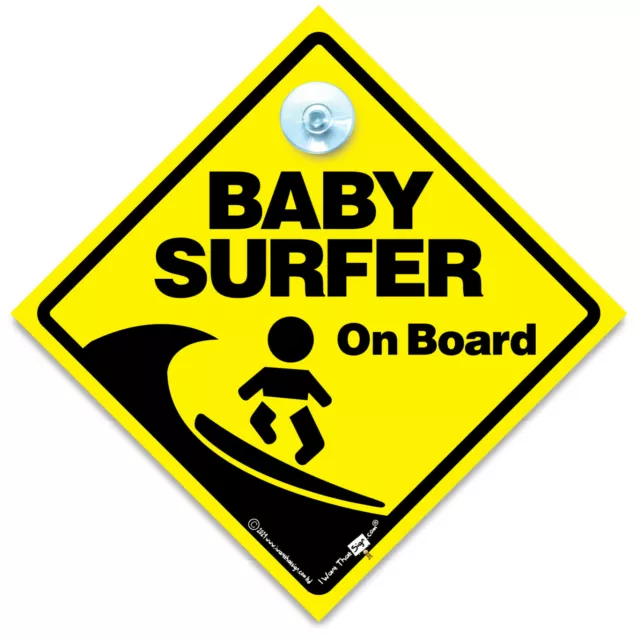 Letrero de coche de bebé surfista a bordo, letrero de ventosa para bebés surfistas bebé a bordo