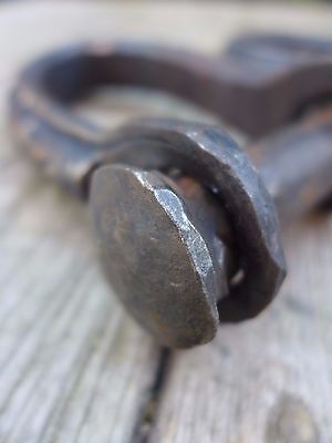 Iron steel shackles with space for padlock handmade by blacksmiths unique set B 2