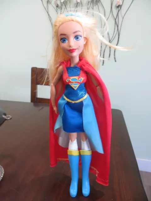 2016 Mattel Barbie Doll Action Figure With Super Hero Cape Wild Hair Blue Boots