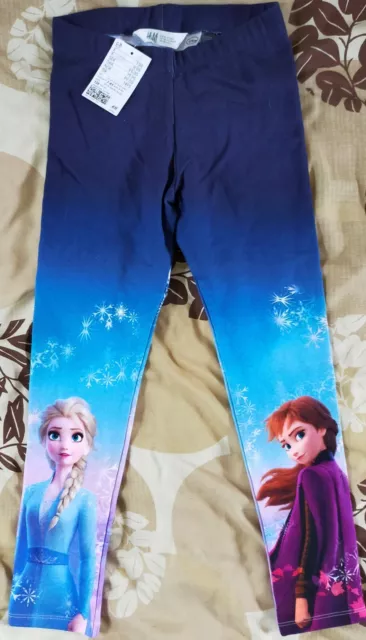 Frozen Leggings Anna Elsa Disney H&M Leggings soft, printed cotton jersey 7-8 Yr