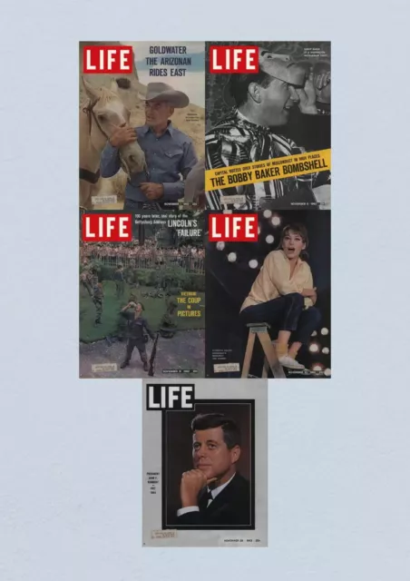 Life Magazine Lot of 5 Full Month November 1963 1, 8, 15, 22,29 Civil Rights Era