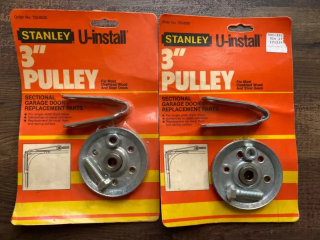 Stanley U-install 3” Pulley 720-0030 Garage Door Replacement Part - Lot of 2