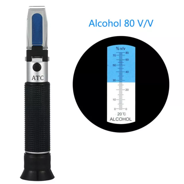 Refractómetro Alcohol Alcoholómetro 0 ~ 80% v/v Herramienta Mano-Probador Medidor EL