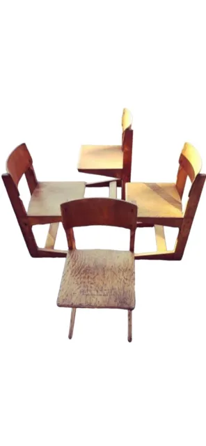 Four Mid-Century Design School Chair, 1950/60s