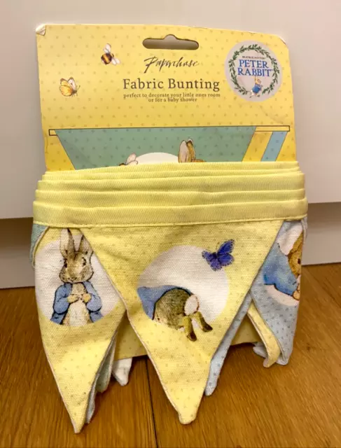 Paperchase Peter Rabbit Yellow & Blue Fabric Bunting 2m Length - Brand New