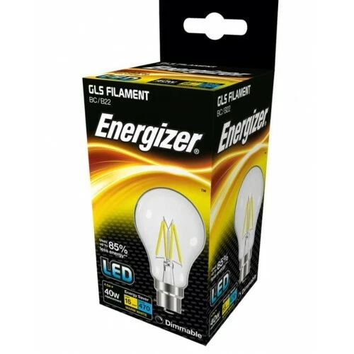 Energizer dimmbar 4,8W = 40W LED Filament GLS Glühbirne Bajonett BC B22 Lampe