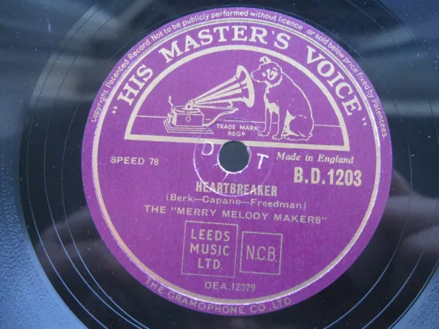 The Merry Melody Makers 78 Rpm I'm Looking Ovr A Four Leaf Clover Hmv B.d.1203 3