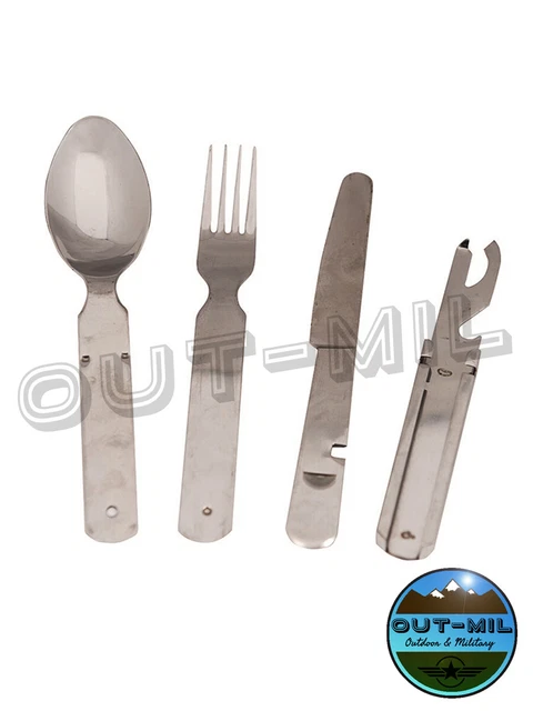 Couverts Pique Nique Set De Couteau, Fourchette, Cuillère En Acier Inoxydable - Couteau Camping 5 En 1 Avec Mousqueton Et Sac Couteau Fourchette Cuillère Portable