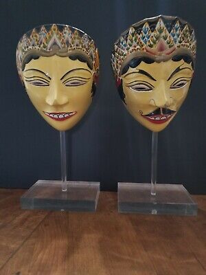 Vintage paper mache oriental masks 2