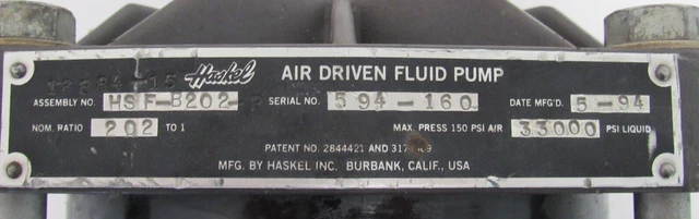 Refurbished Haskel Hsf-B202 Air Driven Pump Hsfb202 3