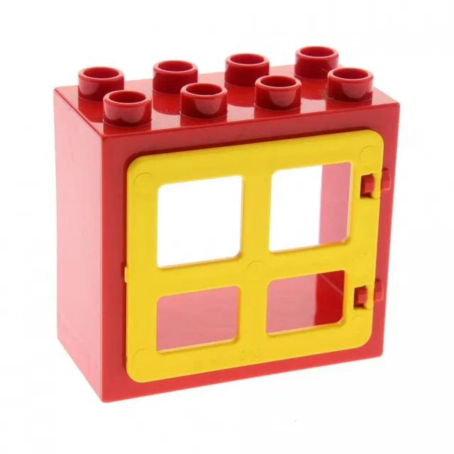 1x LEGO Duplo Window Frame Small 2x4x3 Red Door 1x4x3 Yellow 2206 61649