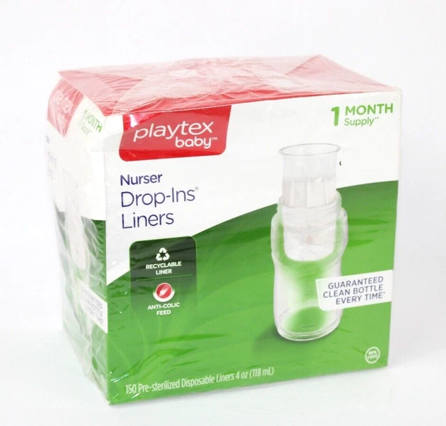 Playtex Baby Drop-Ins Liners for Nurser Bottles 4 oz 150 Count -Brand NEW SEALED